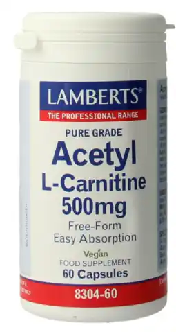 De Online Drogist Lamberts Acetyl-L-Carnitine 500mg Capsules 60CP aanbieding