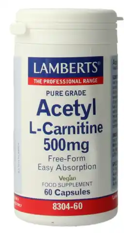 De Online Drogist Lamberts Acetyl-L-Carnitine 500mg Capsules 60CP aanbieding