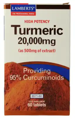 De Online Drogist Lamberts Curcuma 20.000mg Tabletten 60TB aanbieding