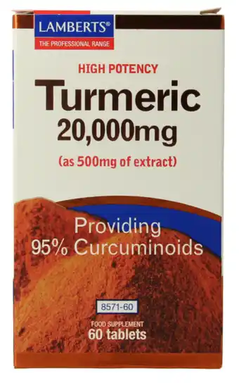 De Online Drogist Lamberts Curcuma 20.000mg Tabletten 60TB aanbieding