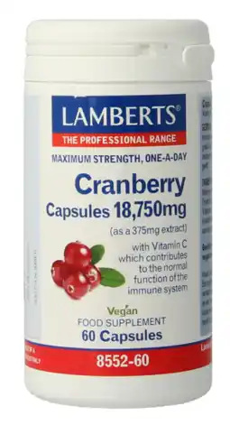 De Online Drogist Lamberts Cranberry 18.750mg Capsules 60CP aanbieding