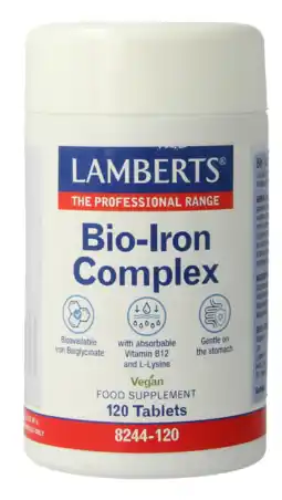 De Online Drogist Lamberts Bio-ijzer Complex Tabletten 120TB aanbieding