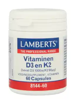 De Online Drogist Lamberts Vitamine D3 En K2 Capsules 60CP aanbieding