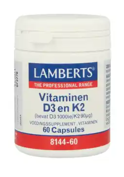 De Online Drogist Lamberts Vitamine D3 En K2 Capsules 60CP aanbieding