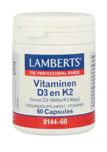 De Online Drogist Lamberts Vitamine D3 En K2 Capsules 60CP aanbieding