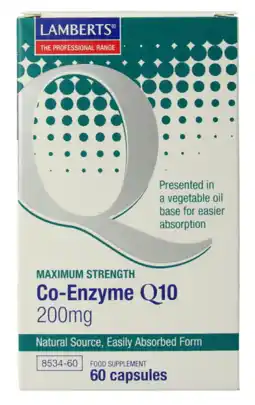 De Online Drogist Lamberts Co-Enzym Q10 200mg Vegacapsules 60VCP aanbieding