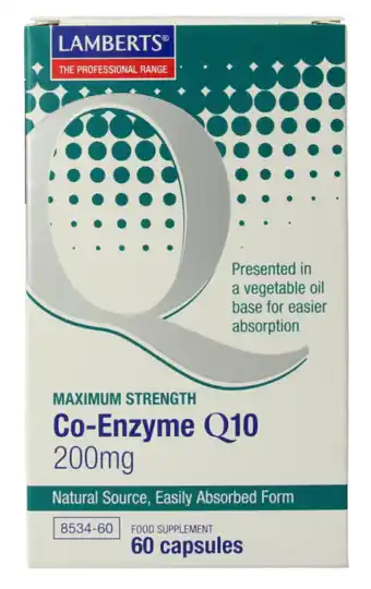 De Online Drogist Lamberts Co-Enzym Q10 200mg Vegacapsules 60VCP aanbieding