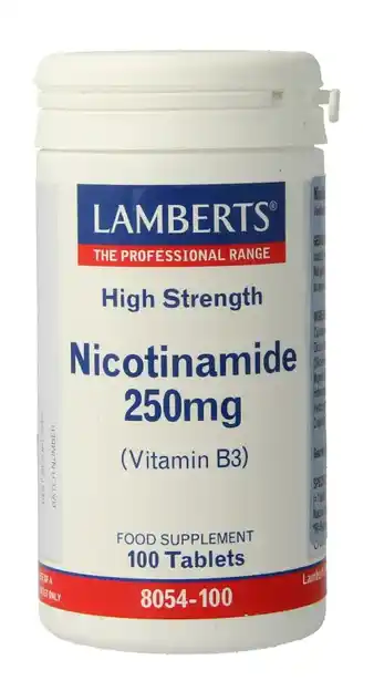De Online Drogist Lamberts Nicotinamide 250 mg Tablett 100TB aanbieding