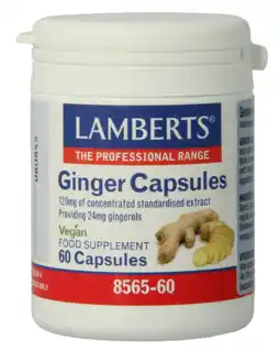 De Online Drogist Lamberts Gember Vegacapsules 60VCP aanbieding