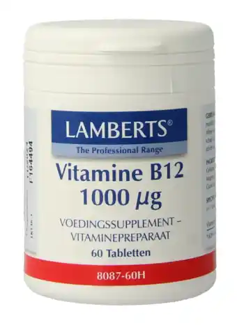 De Online Drogist Lamberts Vitamine B12 1000mcg Tabletten 60TB aanbieding