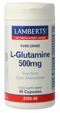 De Online Drogist Lamberts L-Glutamine 500mg Vegacapsules 90VCP aanbieding