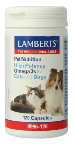 De Online Drogist Lamberts Omega 3 voor Kat en Hond Capsules 120CP aanbieding