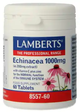 De Online Drogist Lamberts Echinacea 1000mg + Zink + Vitamine C Tabletten 60TB aanbieding