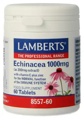 De Online Drogist Lamberts Echinacea 1000mg + Zink + Vitamine C Tabletten 60TB aanbieding