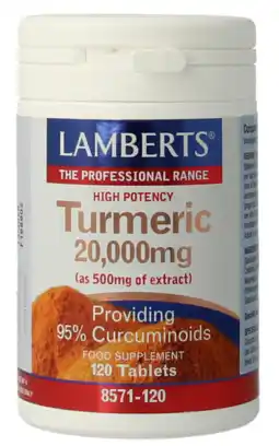 De Online Drogist Lamberts Curcuma 20.000mg Tabletten 120TB aanbieding