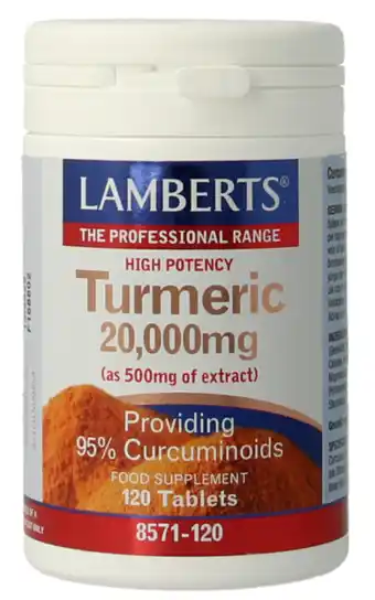 De Online Drogist Lamberts Curcuma 20.000mg Tabletten 120TB aanbieding