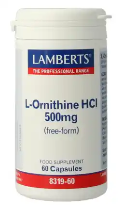 De Online Drogist Lamberts L-ornithine 500mg Vegacapsules 60VCP aanbieding