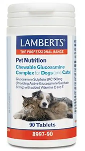 De Online Drogist Lamberts Glucosamine Complex voor Honden en Katten Kauwtabletten 90TB aanbieding