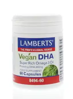 De Online Drogist Lamberts Vegan DHA 250mg Capsules 60CP aanbieding