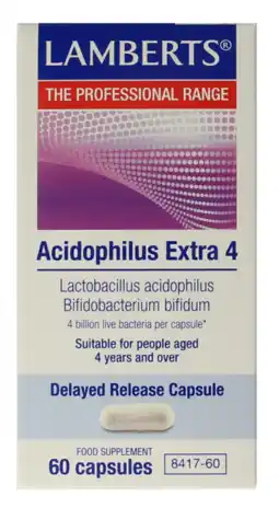 De Online Drogist Lamberts Acidophilus Extra 4 Capsules 60CP aanbieding