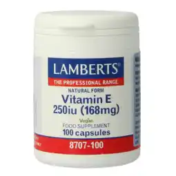 De Online Drogist Lamberts Vitamine E 250ie Capsules 100VCP aanbieding
