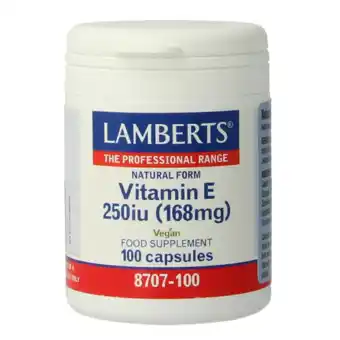 De Online Drogist Lamberts Vitamine E 250ie Capsules 100VCP aanbieding
