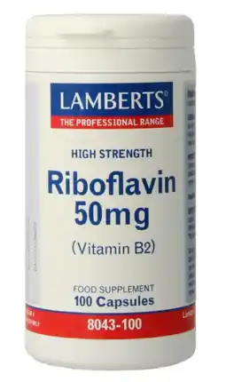 De Online Drogist Lamberts Riboflavine 50mg Capsules 100VCP aanbieding
