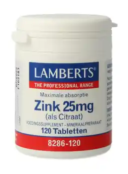 De Online Drogist Lamberts Zink Citraat 25 mg Tabletten 120TB aanbieding