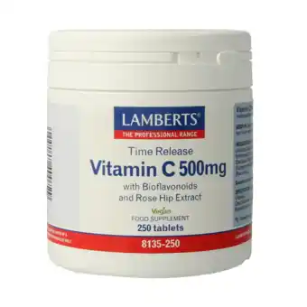 De Online Drogist Lamberts Vitamine C 500 mg Time Release & Bioflavonoiden Tabletten 250TB aanbieding