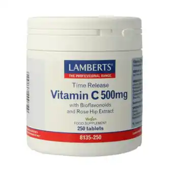 De Online Drogist Lamberts Vitamine C 500 mg Time Release & Bioflavonoiden Tabletten 250TB aanbieding