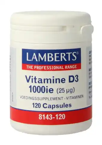 De Online Drogist Lamberts Vitamine D3 1000ie Capsules 120CP aanbieding
