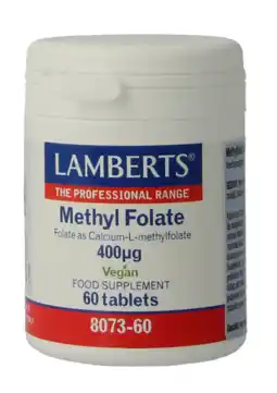 De Online Drogist Lamberts Methylfolaat 400mcg Tabletten 60TB aanbieding