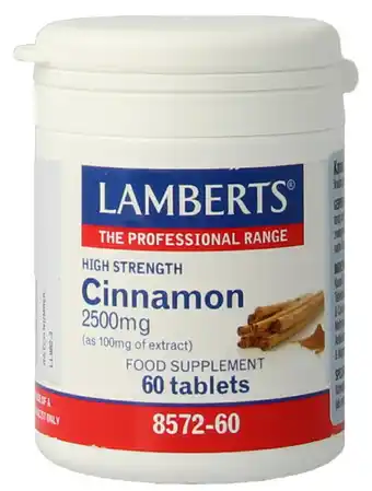 De Online Drogist Lamberts Kaneel 2500mg Tabletten 60TB aanbieding
