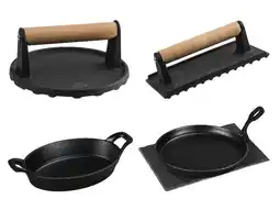 Lidl GRILLMEISTER Gietijzeren pan, hamburgerpers of vleespers aanbieding