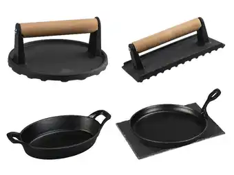 Lidl GRILLMEISTER Gietijzeren pan, hamburgerpers of vleespers aanbieding