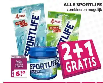 Boon`s Markt Alle Sportlife 2+1 Gratis aanbieding