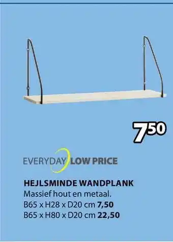 Jysk Hejlsminde wandplank 65x28x20 cm aanbieding