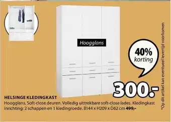 Jysk Helsinge kledingkast 40% Korting 144x209x62 cm aanbieding