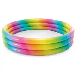 Pets Place Intex Opblaaszwembad Regenboog Rond 3-Ring - Easy Set Baden - Ø147x33 cm Multi-Color Leeftijd 2+ aanbieding