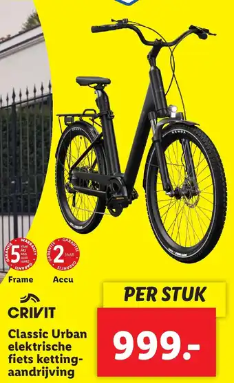Lidl CRIVIT Classic Urban elektrische fiets kettingaandrijving aanbieding