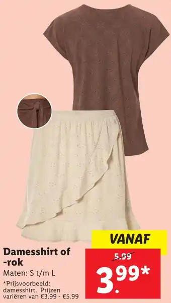 Lidl Damesshirt of rok aanbieding