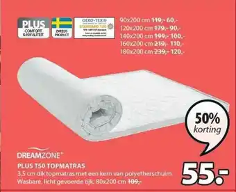 Jysk Dreamzone Plus T50 Topmatras 50% Korting aanbieding