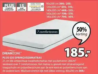 Jysk Dreamzone Plus S35 Springveermatras 50% Korting aanbieding