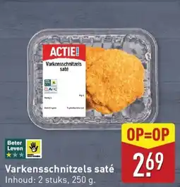 ALDI Varkensschnitzels saté aanbieding