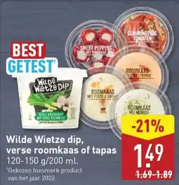 ALDI Wilde Wietze dip, verse roomkaas of tapas aanbieding