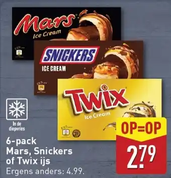 ALDI 6 pack mars, snickers of twix ijs aanbieding