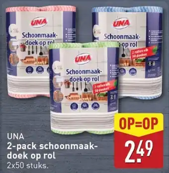 ALDI UNA 2 pack schoonmaak doek op rol aanbieding