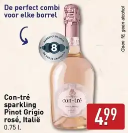 ALDI Con tré sparkling pinot grigio rosé, italië aanbieding