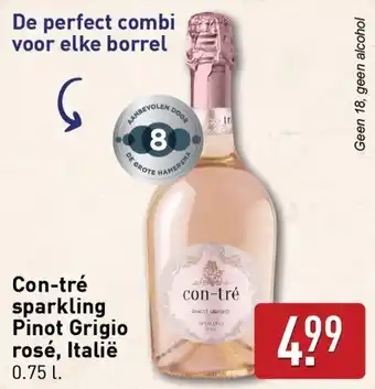 ALDI Con tré sparkling pinot grigio rosé, italië aanbieding