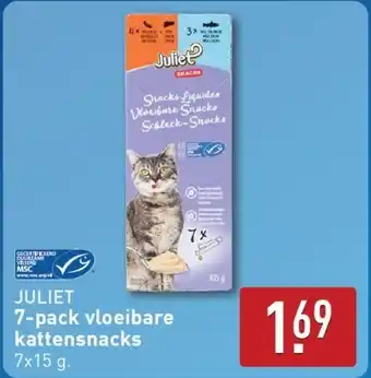 ALDI 7 pack vloeibare kattensnacks aanbieding